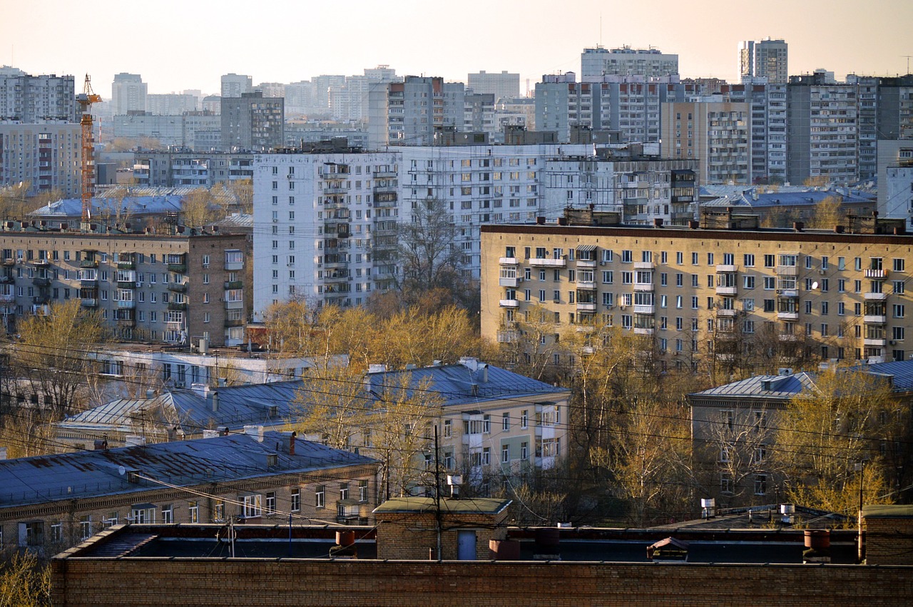 Moscow, Rusija, Stogai, Sovietinė, Architektūra, Miestas, Miesto Panorama, Pastatai, Popietė, Vakaras
