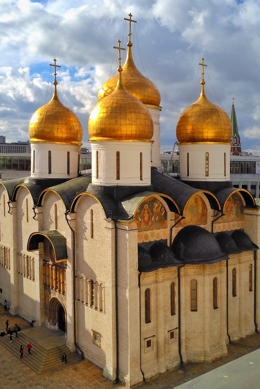 Moscow, Šventykla, Bažnyčia, Ortodoksija, Senovės Šventykla, Kremlius, Prielaidos Katedra, Ruduo, Debesys, Rusų Bažnyčia