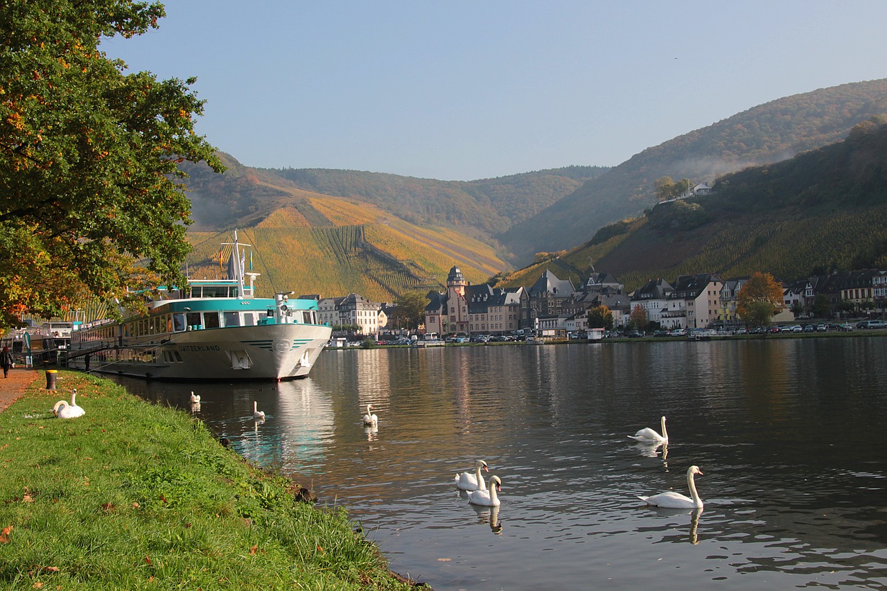 Mosel, Upė, Sachsen, Vynuogynai, Šventė, Vokietija, Kraštovaizdis, Upės Kraštovaizdis, Vanduo, Bernkastel