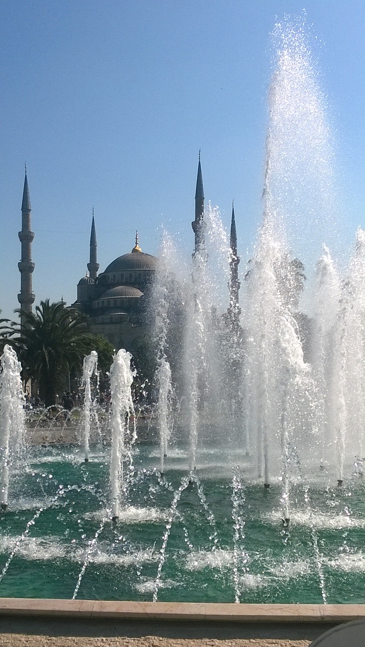 Mečetė, Fontanas, Vasara, Istanbulas, Turkija, Orientyras, Turkish, Sultanahmet, Istorinis, Žinomas