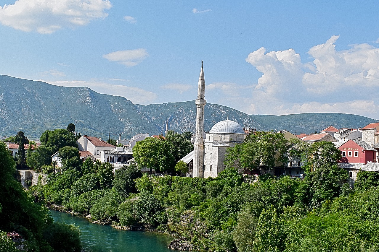 Mostar, Bosnija, Herzegovina, Turizmas, Senas, Mečetė, Architektūra, Balkanų, Islamic, Bosnija Ir Hercegovina