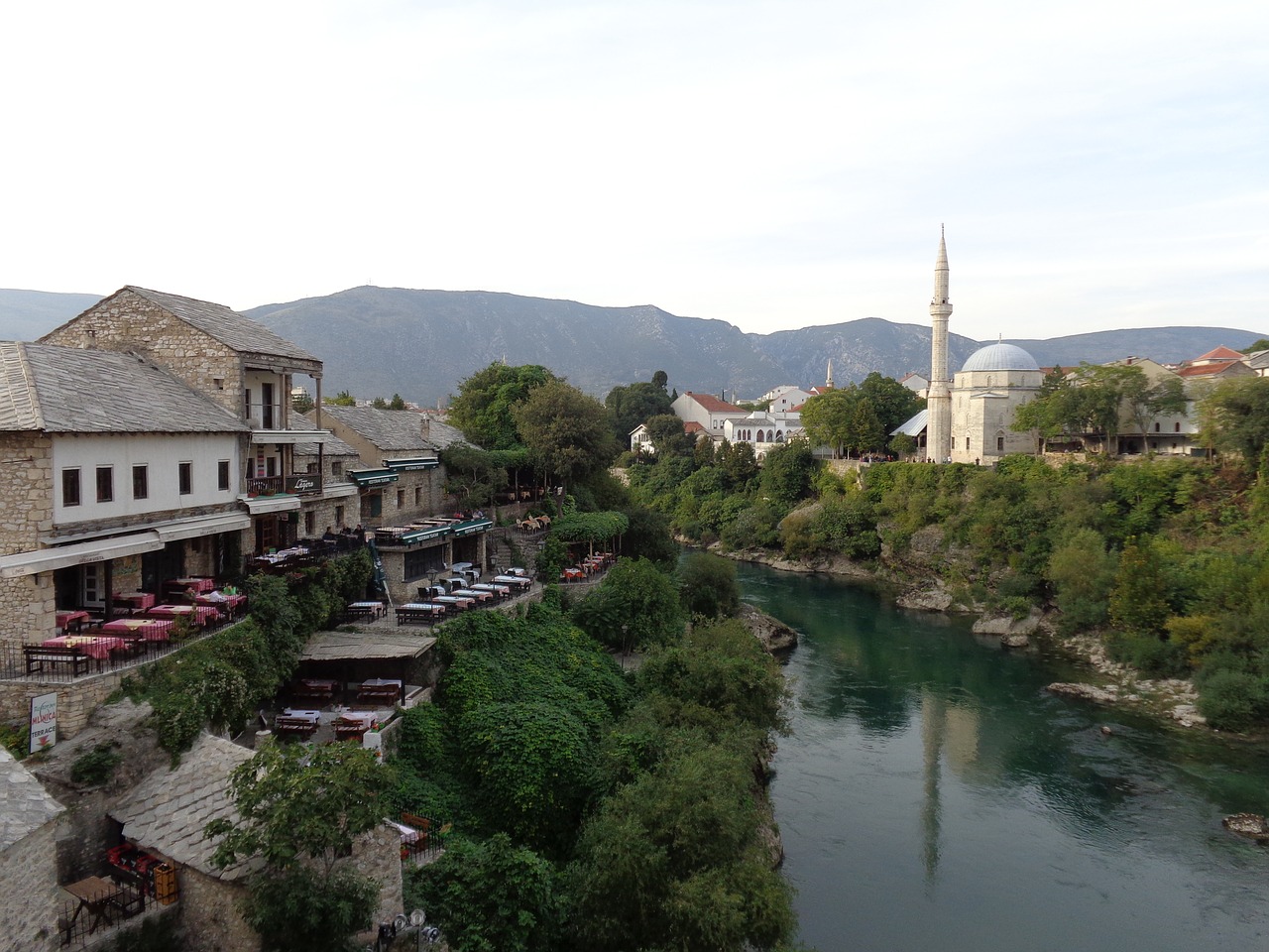 Mostar, Bosnija, Herzegovina, Mečetė, Islamas, Upė, Senamiestis, Paminklai, Miesto Centras, Paminklas