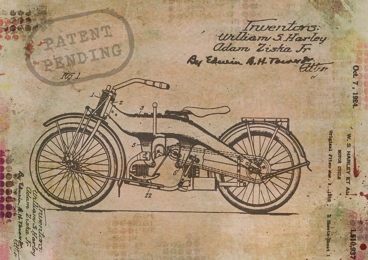 Motociklas, Dviratis, Harley, Davidson, Patentas, Kol, 1924, Vintage, Senovinis, Senas
