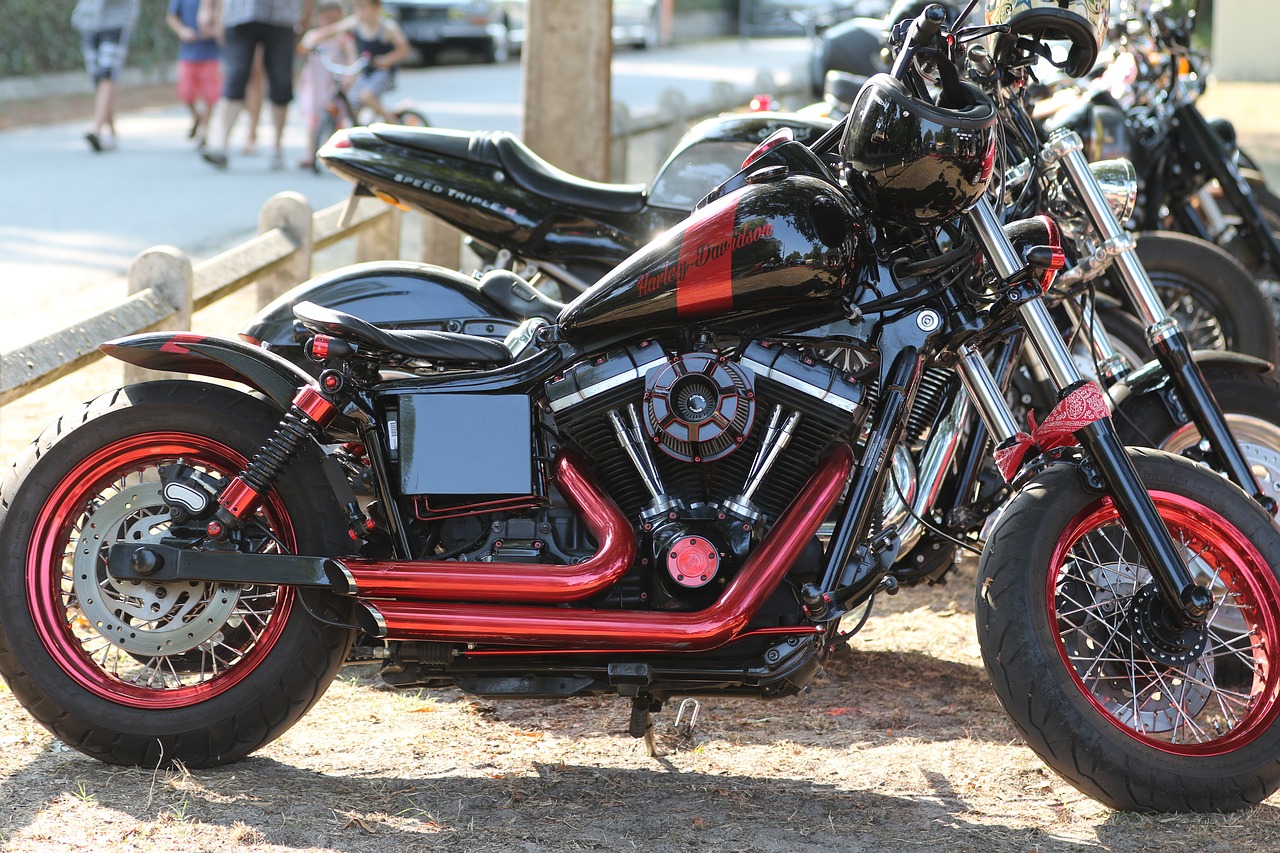 Motociklas, Nab, Harley Davidson, Pagal Užsakymą, Raudona, Juoda, Nemokamos Nuotraukos,  Nemokama Licenzija