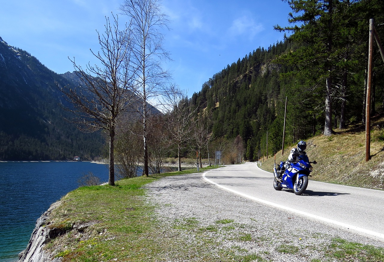 Motociklų Lenktynės, Kelias, Dviratis, Motociklas, Kalnai, Alpių, Ežeras, Plansee, Nemokamos Nuotraukos,  Nemokama Licenzija