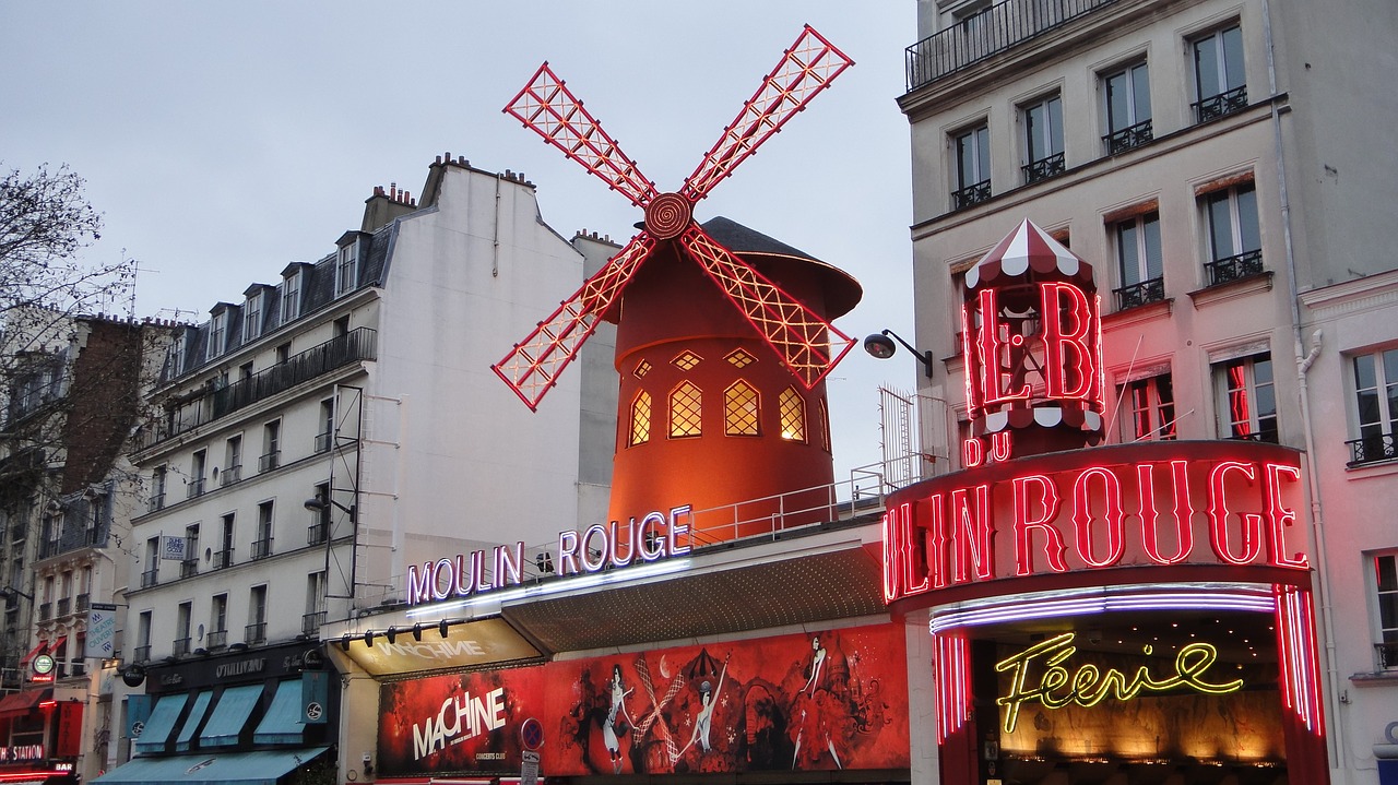 Moulin Rouge, Paris, Architektūra, Kelionė, Pastatas, Miestas, Verslas, Miesto, Neonas, Nemokamos Nuotraukos