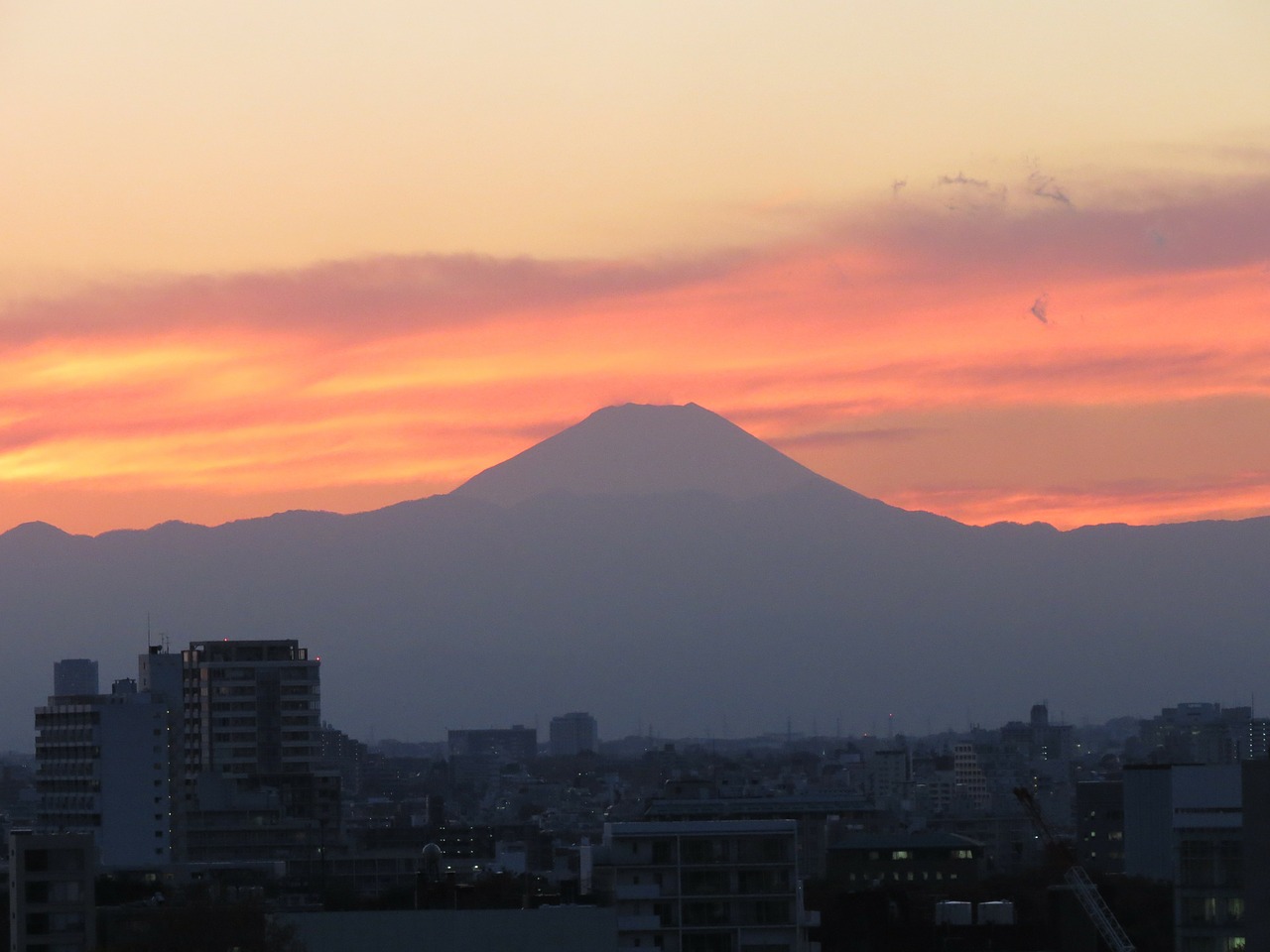 Kalno Fuji, Fuji, Vulkanas, Kalnas, Saulėlydis, Dusk, Architektūra, Panorama, Miestas, Miesto Panorama