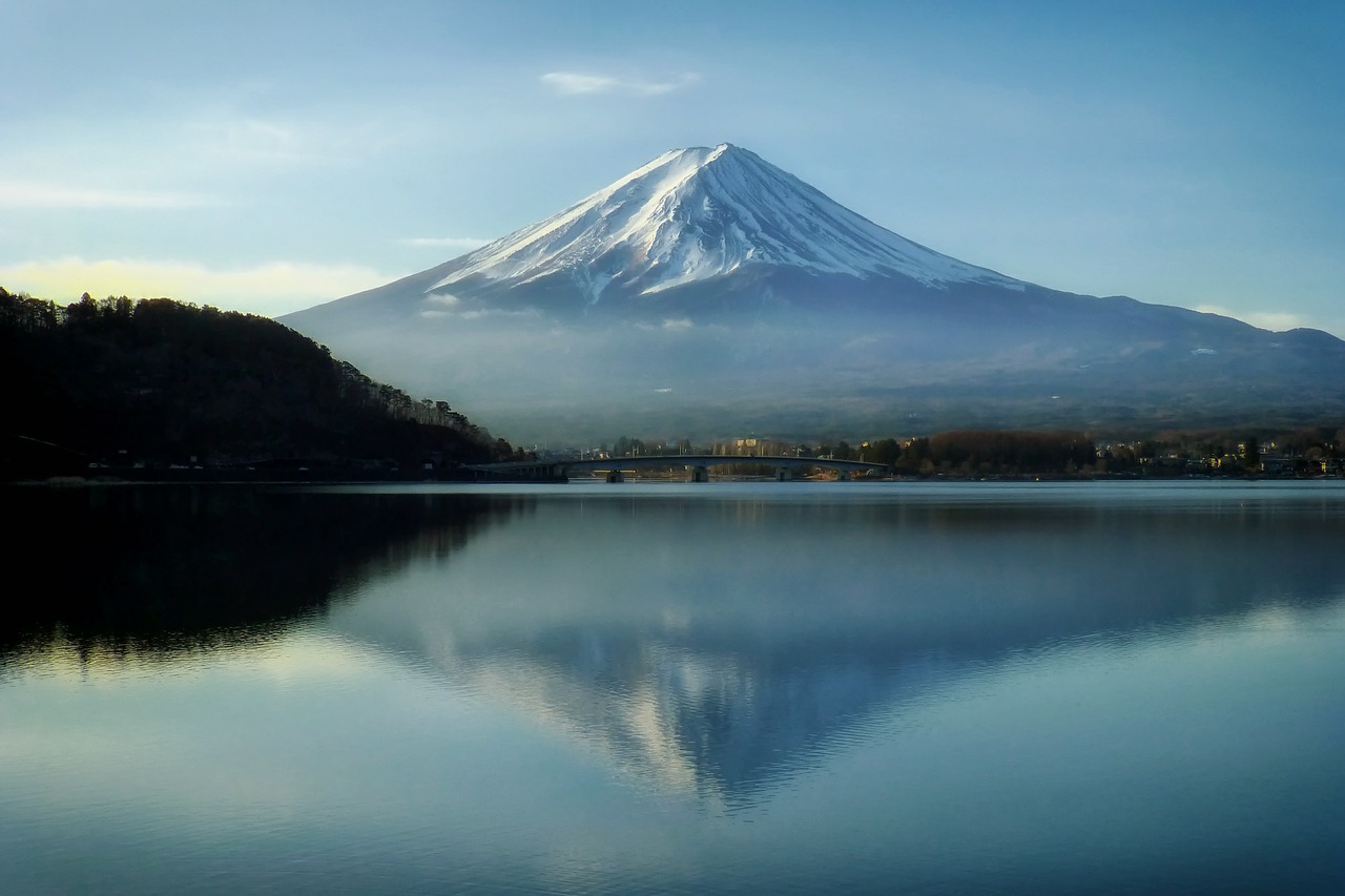 Kalno Fuji, Japonija, Kalnai, Orientyras, Dangus, Debesys, Ežeras, Vanduo, Kraštovaizdis, Vaizdingas