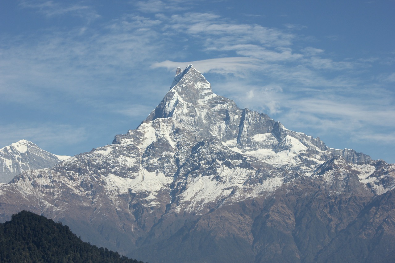 Mount Machhapuchchhre, Himalaja, Piko, Viršuje, Kraštovaizdis, Didingas, Gamta, Nepalas, Kalnas, Nemokamos Nuotraukos