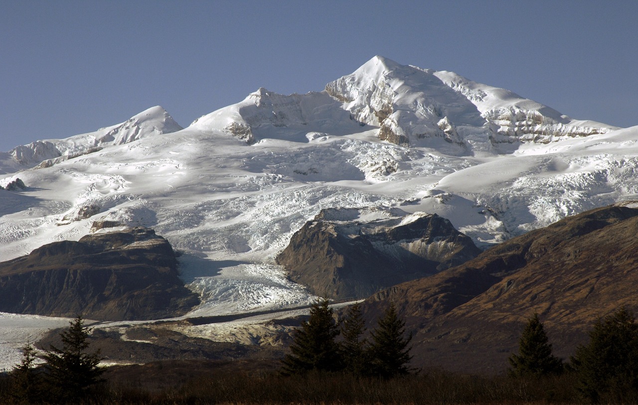 Kalnas, Stebi Žvaigždę, Stratovolcano, Sniegas, Katmai Nacionalinis Parkas, Alaska, Kraštovaizdis, Panorama, Dykuma, Geologija