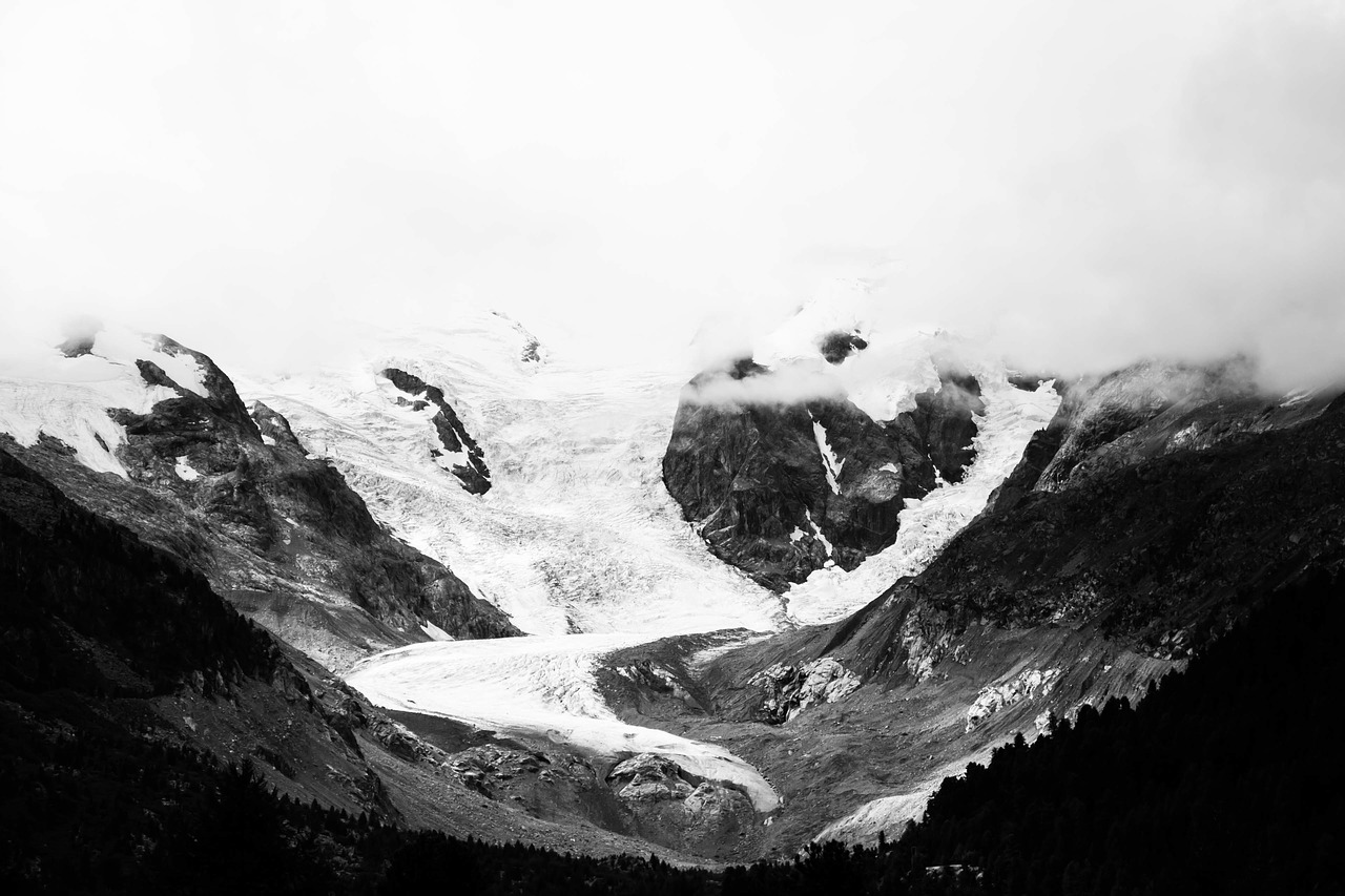 Kalnas, Highland, Slėnis, Kraštovaizdis, Sniegas, Žiema, Šaltas, Oras, Juoda Ir Balta, Nemokamos Nuotraukos