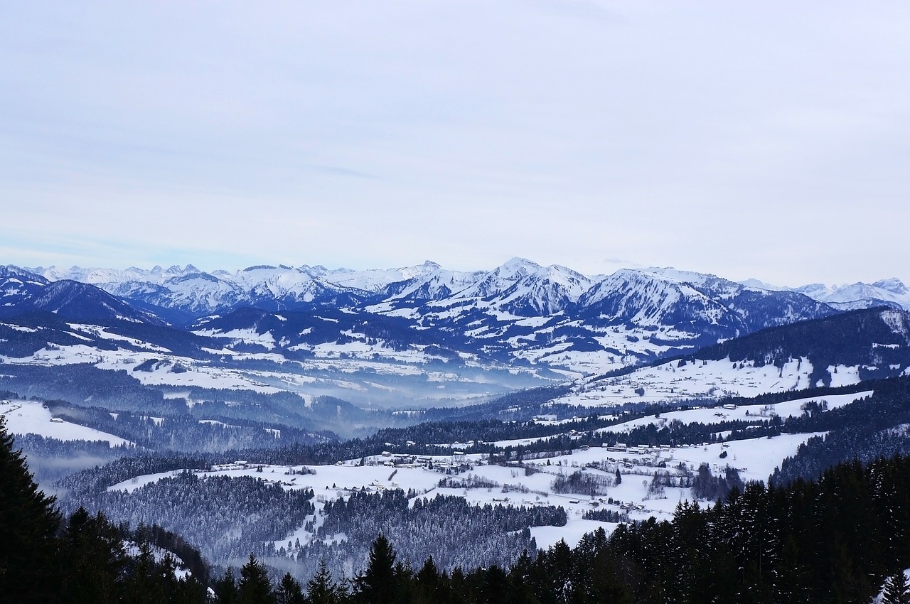 Kalnas, Puiku, Šveicarija, Austria, Žiema, Sniegas, Pfänder, Šaltas, Kalnų, Gamta