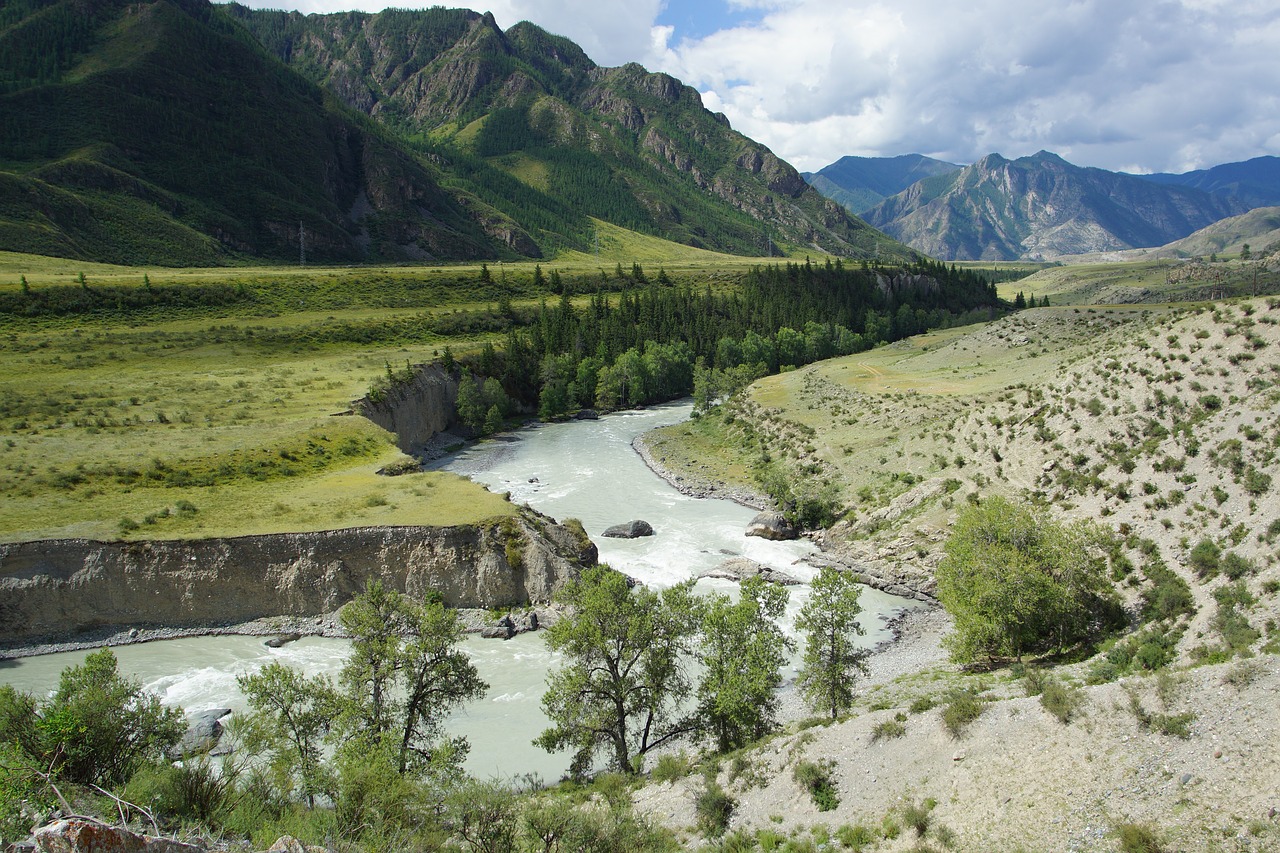 Kalnų Altai, Upė, Kraštovaizdis, Gamta, Upės Krantas, Vasara, Dangus, Siberija, Nemokamos Nuotraukos,  Nemokama Licenzija