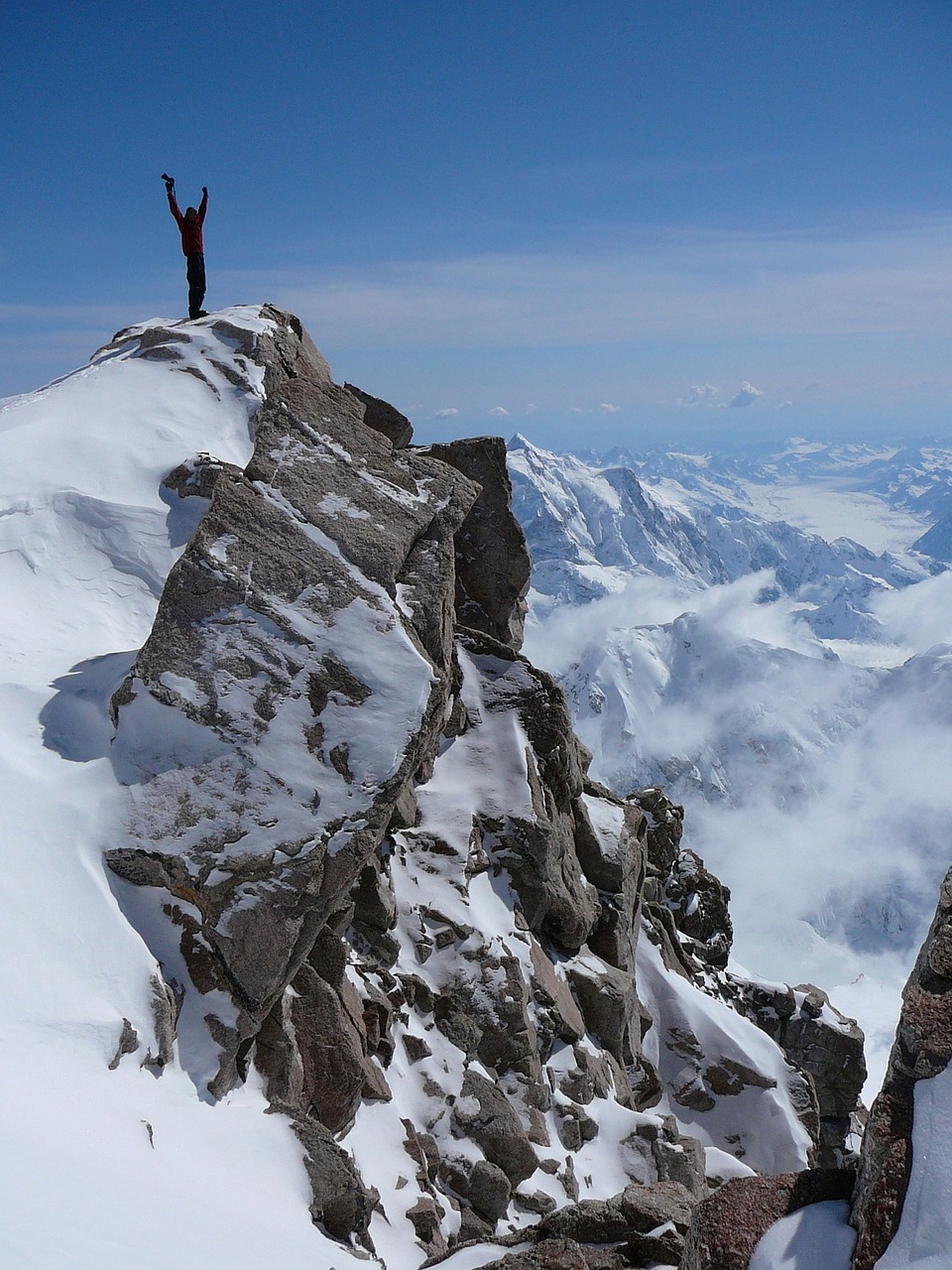 Kalnų Alpinistas, Aukščiausiojo Lygio Susitikimas, Viršuje, Sėkmė, Komandinis Darbas, Piko, Šaltas, Sniegas, Alpinizmas, Ekstremalios