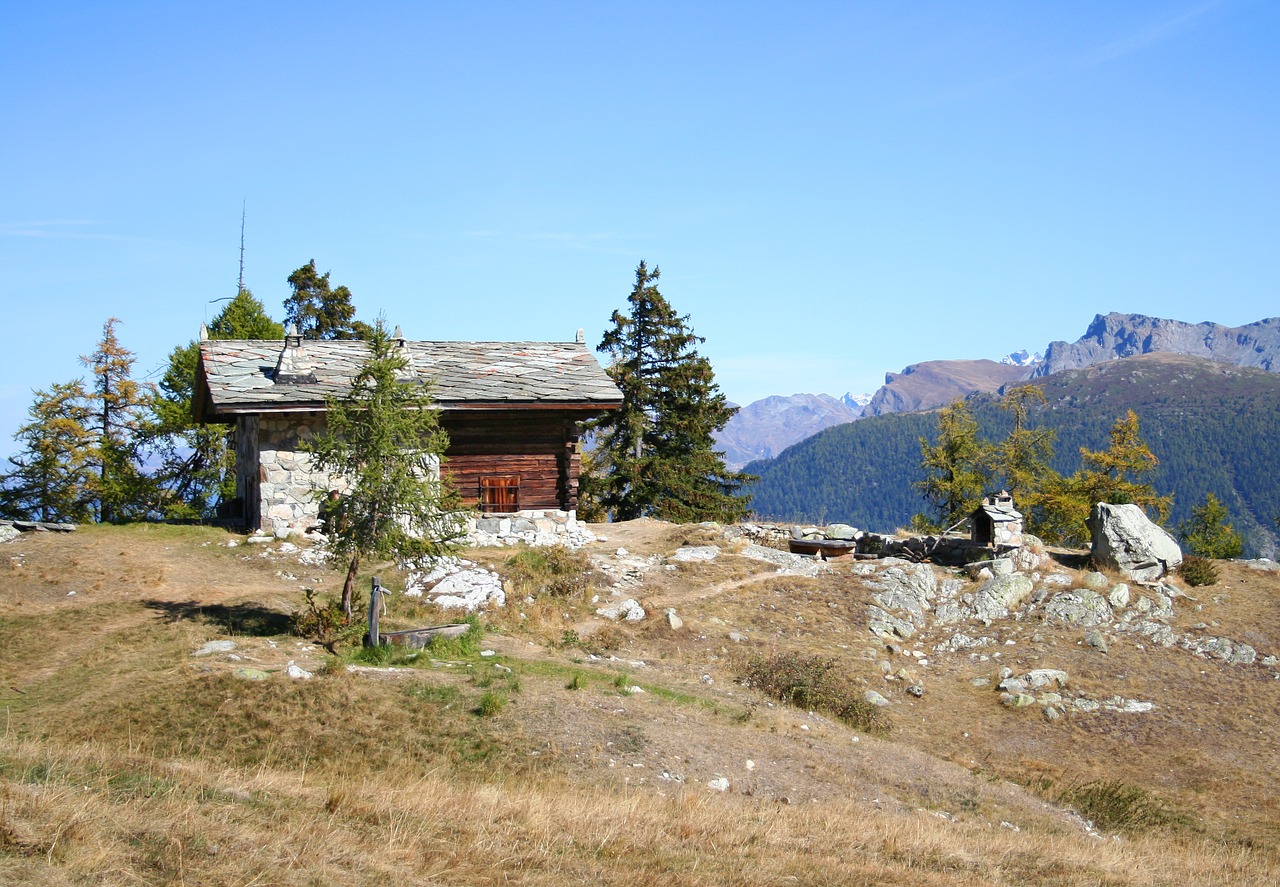 Kalnų Namelis, Žygiai, Kraštovaizdis, Alpių, Ruduo, Dangus, Gamta, Valais, Šveicarija, Saulė