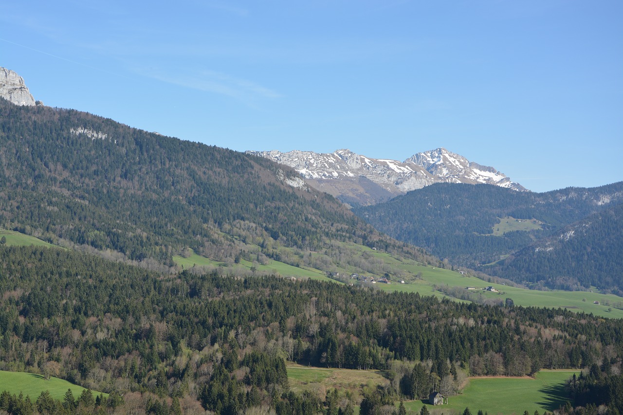 Kalnų Peizažas, Mėlynas Dangus, Annecy, Panoraminiai Vaizdai, Haute-Savoie, Žygiai, Ramus, France, Kraštovaizdis, Gamta