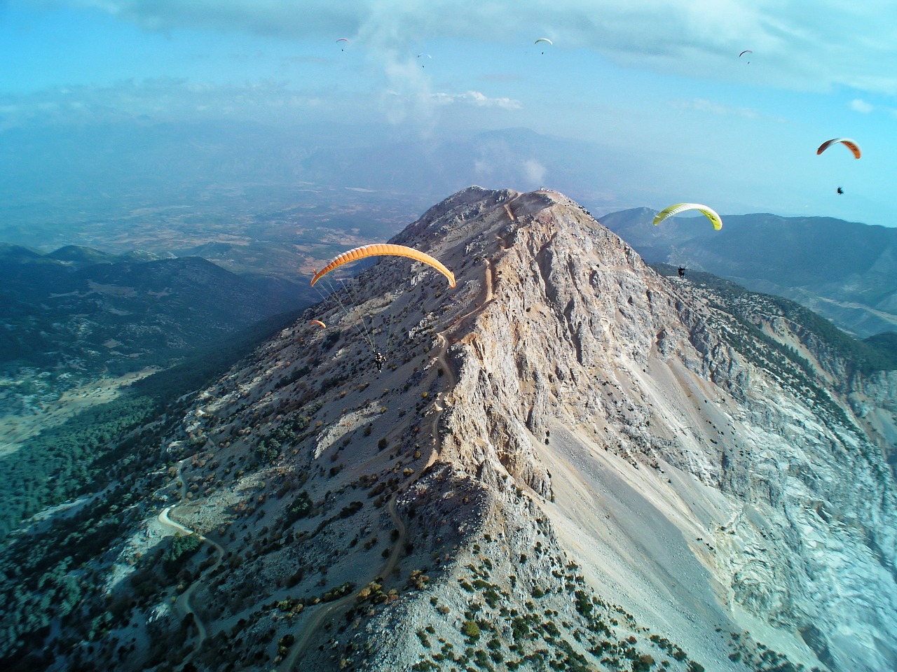 Kalnų, Paragliding, Paragleris, Sportas, Skristi, Skrydis, Dangus, Parašiutas, Vyras, Skrajutė