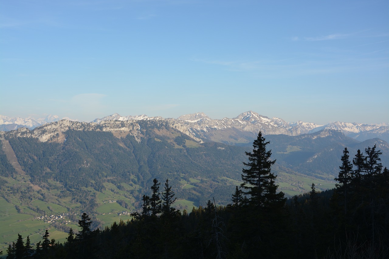 Kalnų Peizažai, Nuotrauka, Miglotas Kraštovaizdis, Haute-Savoie, Amžinas Sniegas, Mėlynas Dangus, Panoraminiai Vaizdai, Kalnas, Mont Blanc, Annecy