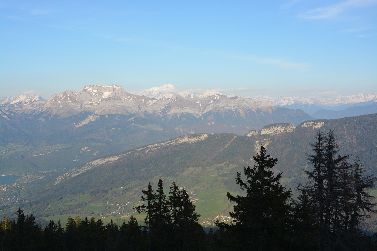 Kalnų Peizažai, Nuotrauka, Miglotas Kraštovaizdis, Haute-Savoie, Amžinas Sniegas, Mėlynas Dangus, Panoraminiai Vaizdai, Kalnas, Annecy, France