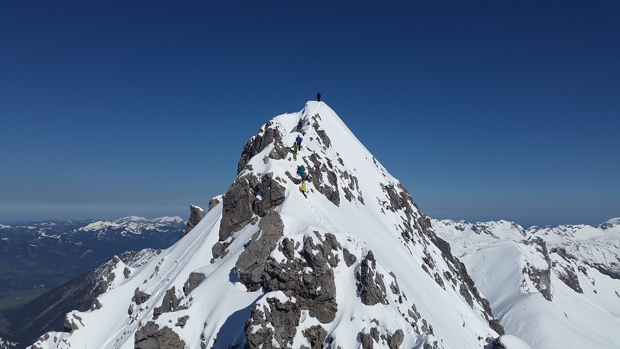Kalnų Viršūnių Susitikimas, Aukščiausiojo Lygio Susitikimas, Kalnas, Žiema, Alpinistas, Puikus Laukinis, Allgäu, Sniegas, Oytal, Allgäu Alpės