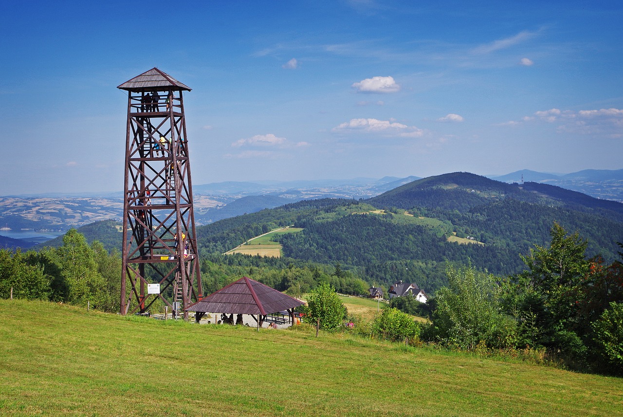 Kalnai, Viršūnės, Panorama, Vaizdas, Bokštas, Turistai, Malopolska, Jaworz, Gamta, Salos Beskidai