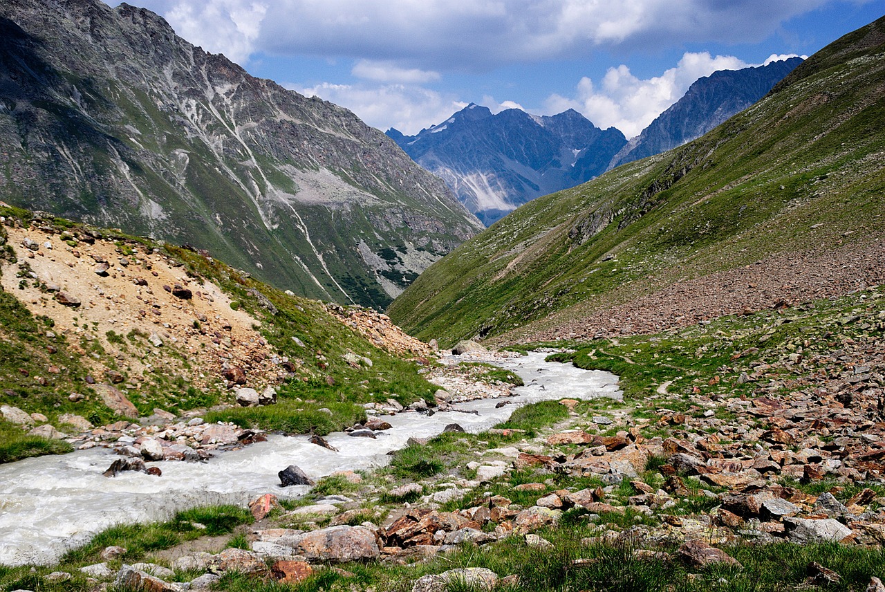 Kalnai, Alpės, Austria, Torrent, Srautas, Akmenys, Viršūnės, Žalias, Tyla, Triukšmas