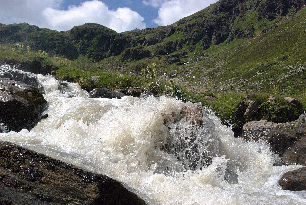 Kalnai, Alpės, Austria, Torrent, Srautas, Akmenys, Viršūnės, Žalias, Triukšmas, Vanduo