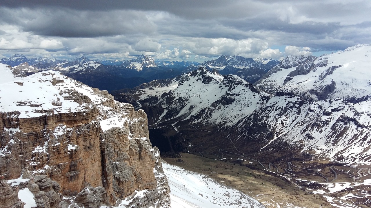 Kalnai, Sniegas, Italy, Dolomitai, Pordoi Pass, Kraštovaizdis, Nemokamos Nuotraukos,  Nemokama Licenzija