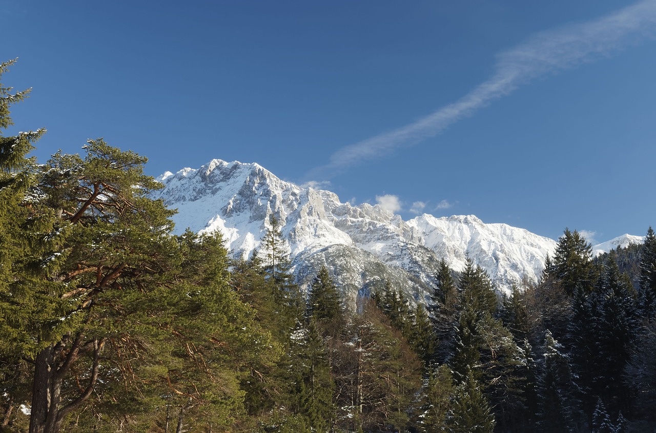 Kalnai, Karwendel, Bavarija, Vokietija, Aukščiausiojo Lygio Susitikimai, Snieguotas, Žiemos, Austria, Tyrol, Tirol