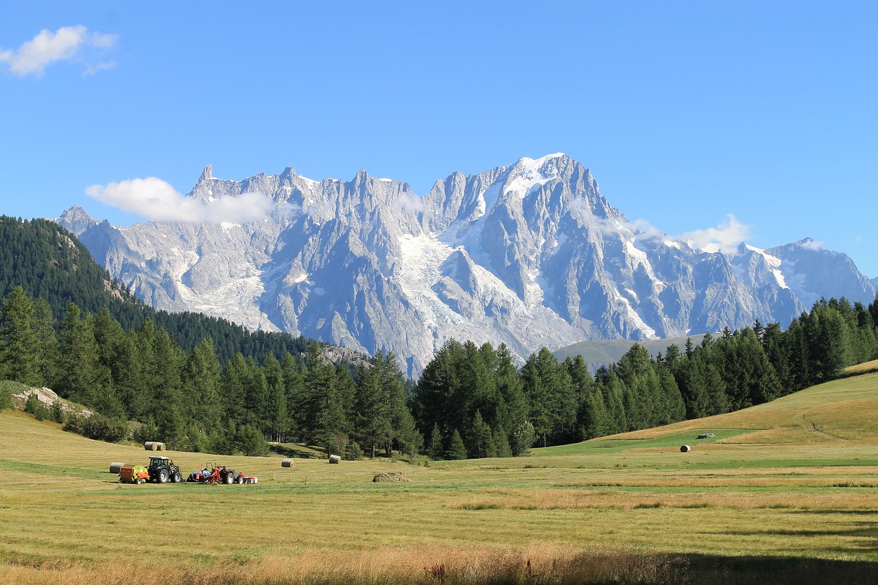 Kalnai, Laukai, Žemdirbystė, Alpės, Italy, Mont Blanc, Nemokamos Nuotraukos,  Nemokama Licenzija
