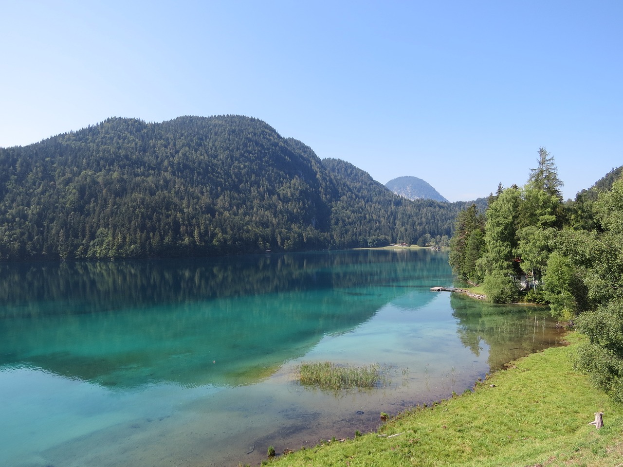 Kalnai,  Mountain Lake,  Austrija,  Pobūdį,  Atspindys,  Tyrol,  Hintersteinersee,  Vasara,  Kalnų Kraštovaizdis,  Vandens