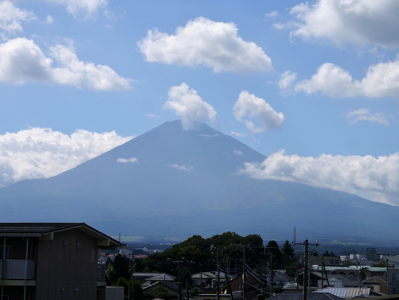 Mt Fuji, Debesis, Dangus, Mėlynas Dangus, Baltas Debesys, Maršrutas 246, Gotemba, Prefektūra Shizuoka, Japonija, Vasara