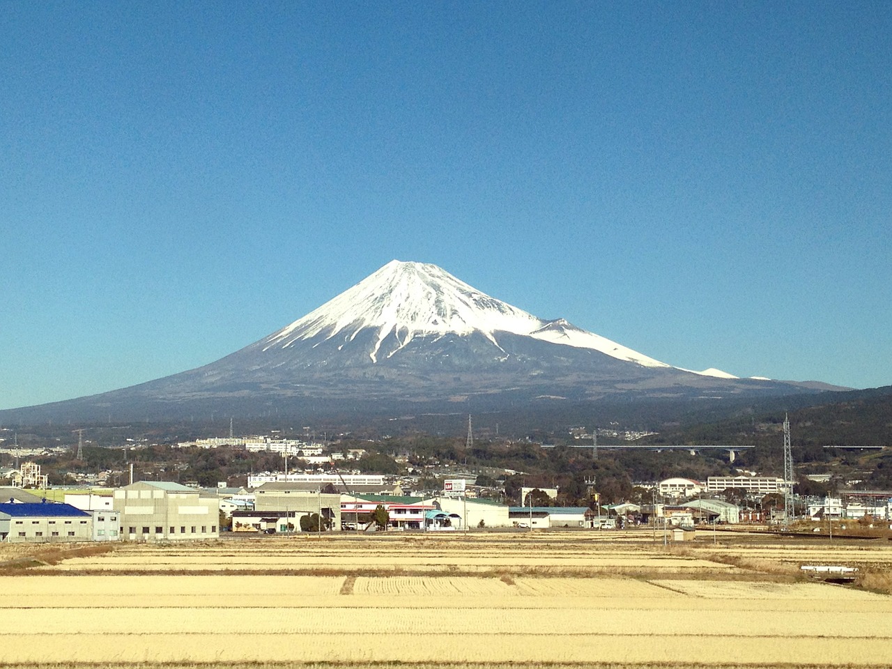 Mt Fuji, Japonija, Kalnas, Kraštovaizdis, Dangus, Harumi, Nėra Debesies, Giedras Dangus, Pasaulio Paveldo Vieta, Žiema