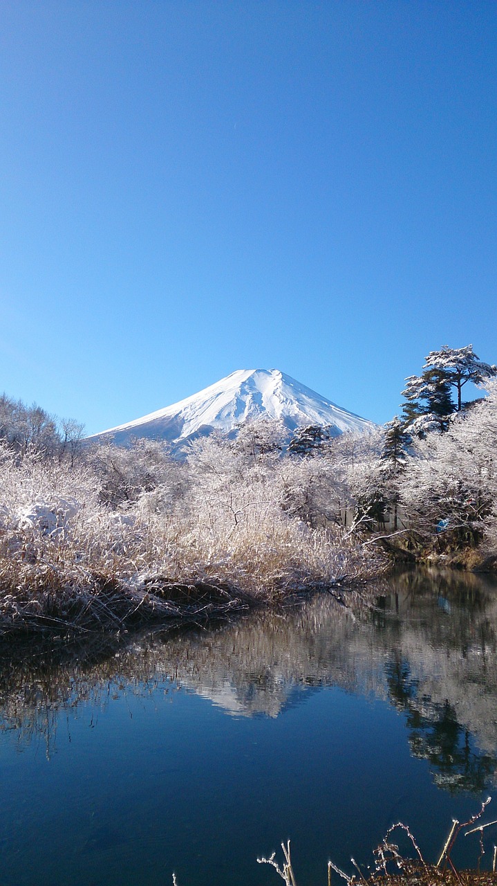 Mt Fuji, Mėlynas Dangus, Kalnas, Pasaulio Paveldo Vieta, Giedras Dangus, Žiema, Dangus, Nėra Debesies, Tvenkinys, Nemokamos Nuotraukos