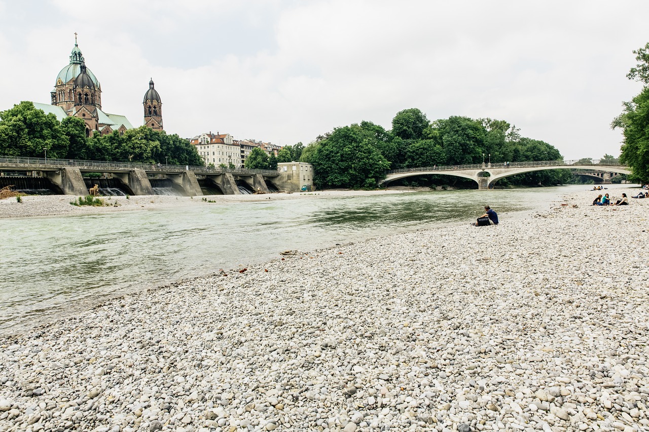 Munich,  Miestas,  Miesto,  Isar,  Bavarija,  Miesto Centras,  Anglų Sodas,  Reichenbach Tiltas,  Upė,  Bankas