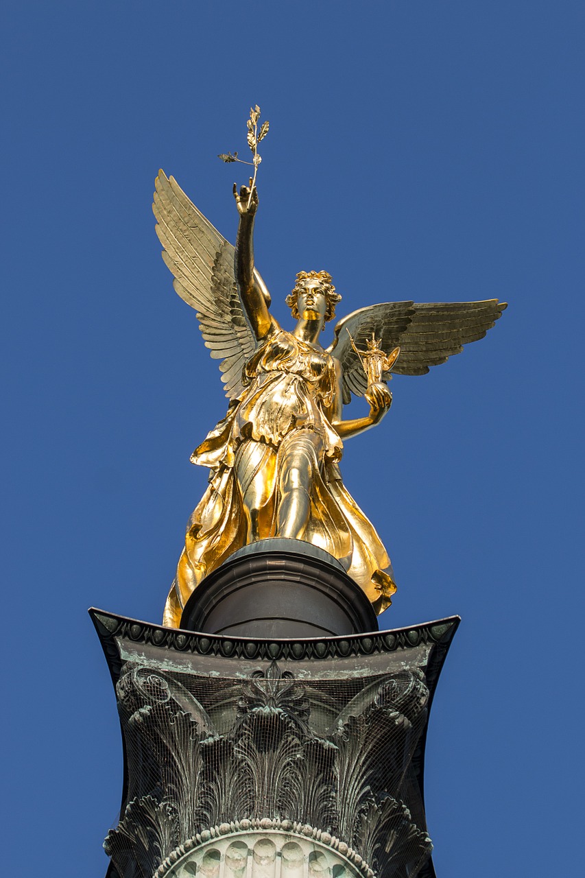 Munich, Ramybės Angelas, Auksas, Angelas, Nejudantis Vaizdas, Skulptūra, Paminklas, Kaimas, Senas, Parkas