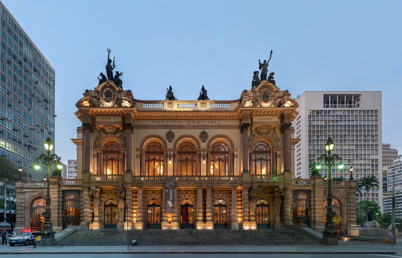 São Paulo Savivaldybės Teatras, Brazilija, Orientyras, Architektūra, Pagrindinis Fasadas, Kultūrinis, Istorinis, Simfonija, Baletas, Menai