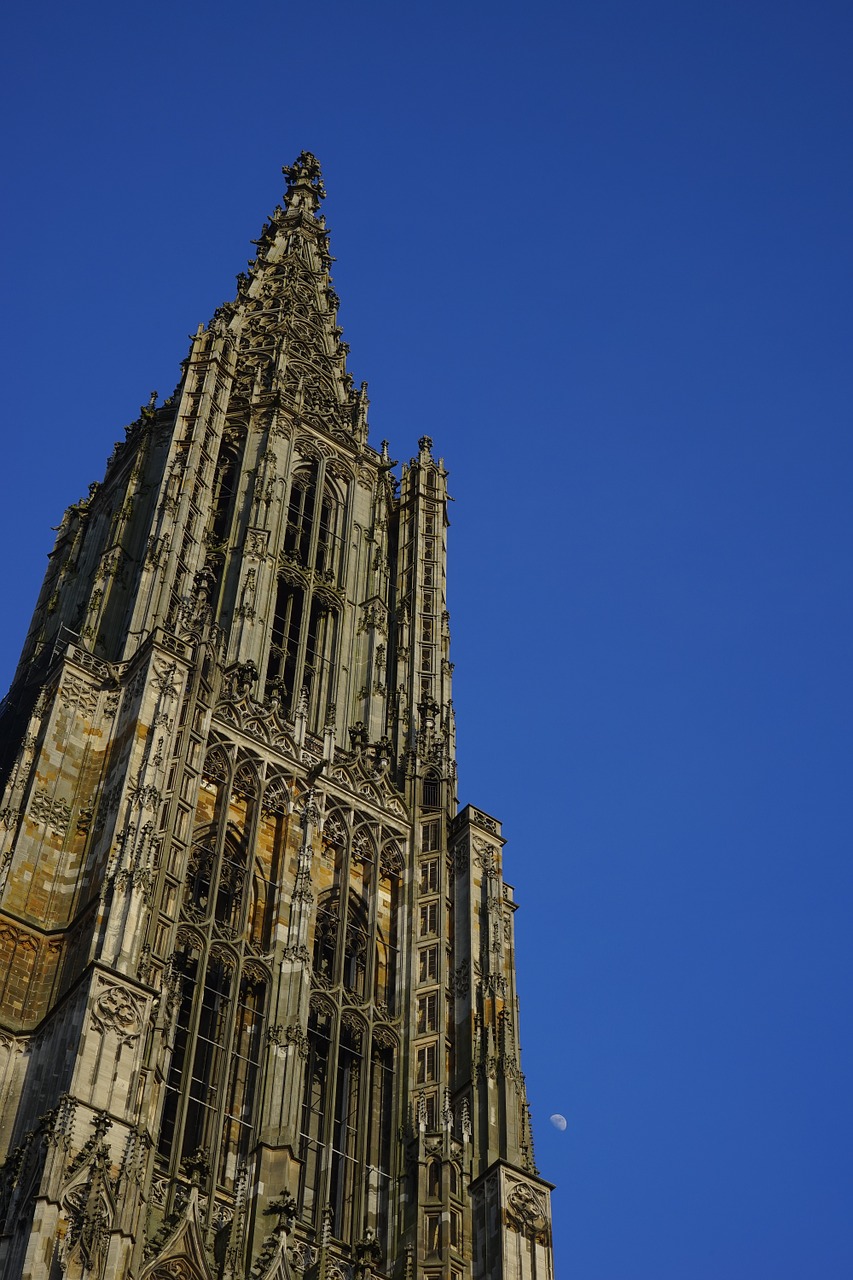 Münsteris, Ulmi Katedra, Bokštas, Mėnulis, Bažnyčia, Dom, Katedra, Architektūra, Pastatas, Ulm