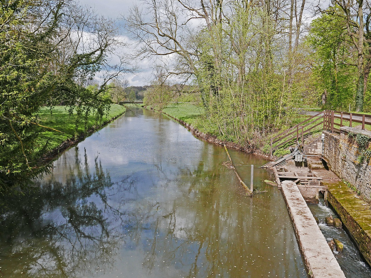 Münsterland,  Žemupio,  Užtvenkta,  Žuvitakis,  Vandenys,  Pobūdį,  Medis,  Upė,  Tiltas,  Vandens