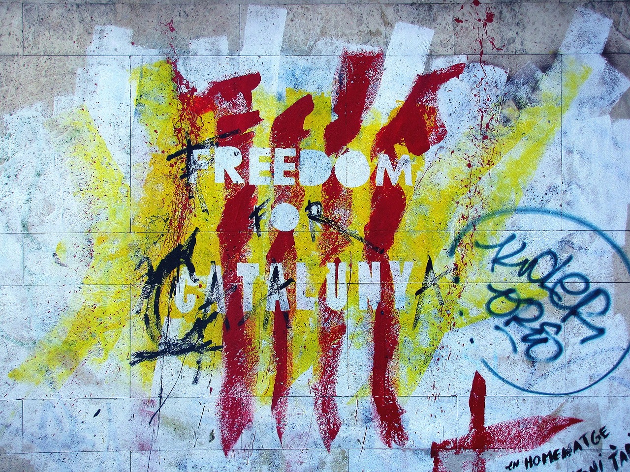 Fjeras, Grafiti, Gatvės Menas, Siena, Katalonija, Ispanija, Laisvė, Raudona Geltona, Politika, Tautybė