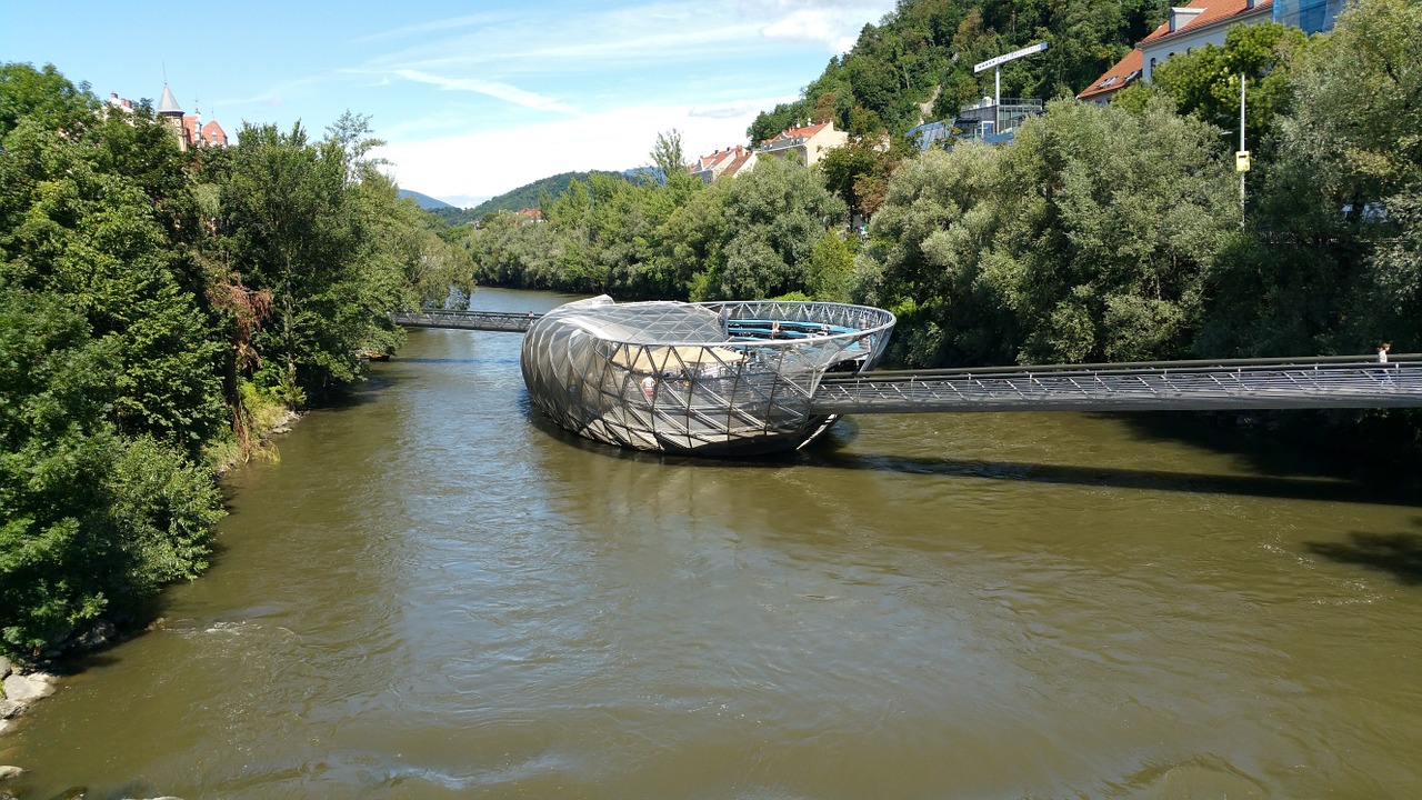 Murinsel, Graz, Austria, Upė, Nemokamos Nuotraukos,  Nemokama Licenzija