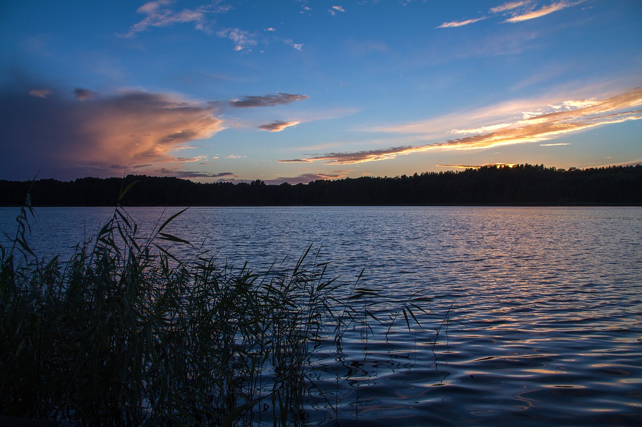 Müritz, Mecklenburgische Seenplatte, Išsaugojimo Parkas, Nuotaika, Abendstimmung, Afterglow, Saulėlydis, Kraštovaizdis, Vanduo, Vakarinis Dangus