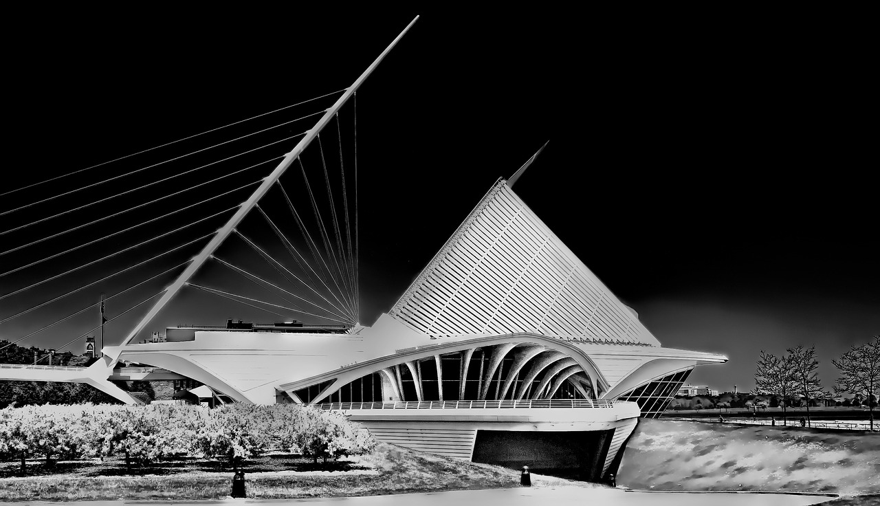 Muziejus, Santiago Calatrava, Architektūra, Juoda Su Balta, Milwaukee, Miestas, Miesto, Nemokamos Nuotraukos,  Nemokama Licenzija