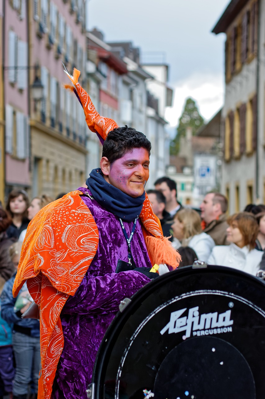 Muzika, Karnavalas, Šventė, Kelias, Yverdonas, Vaud, Šveicarija, Žmonės, Džiaugsmas, Festivalis