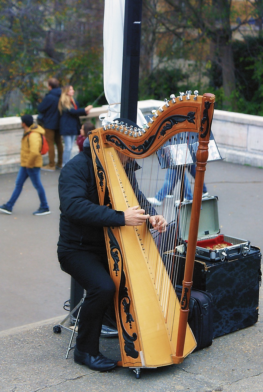 Muzikinis Instrumentas, Arfa, Gatvės Žaidimas, Gatvės Menininkas, Menininkas, Muzikantas, Parkas, Pasivaikščiojimai, Pramogos, Kultūra