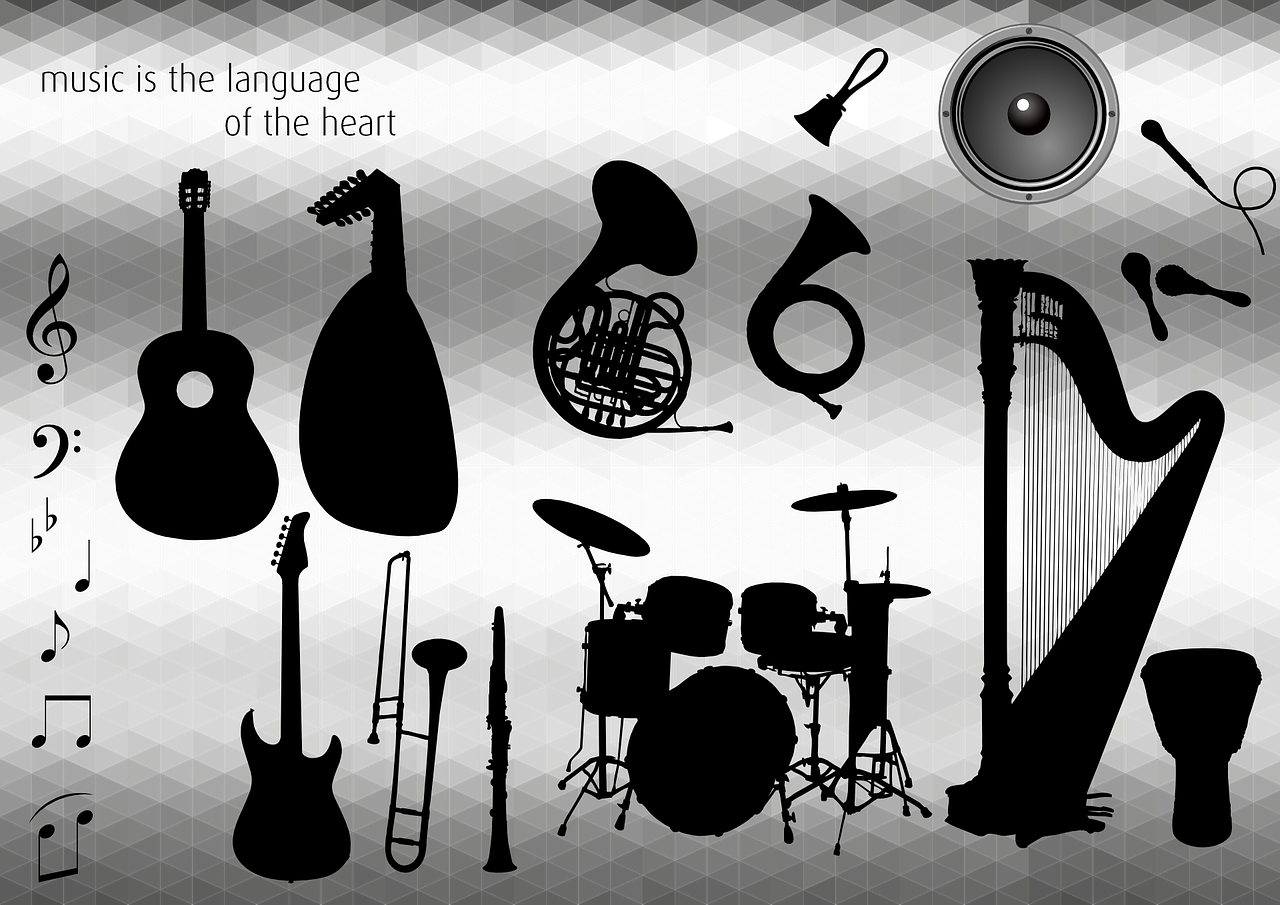 Muzikos Instrumentai, Muzika, Gitara, Akustinė Gitara, Arfa, Būgnai, Conga, Instrumentas, Garsiai, Ragas