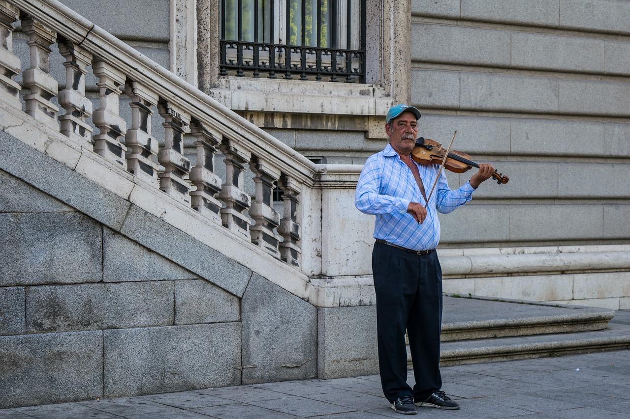 Muzikantas, Smuikas, Instrumentai, Lynai, Asmuo, Portretas, Gatvė, Darbas, Atrodo, Amžius