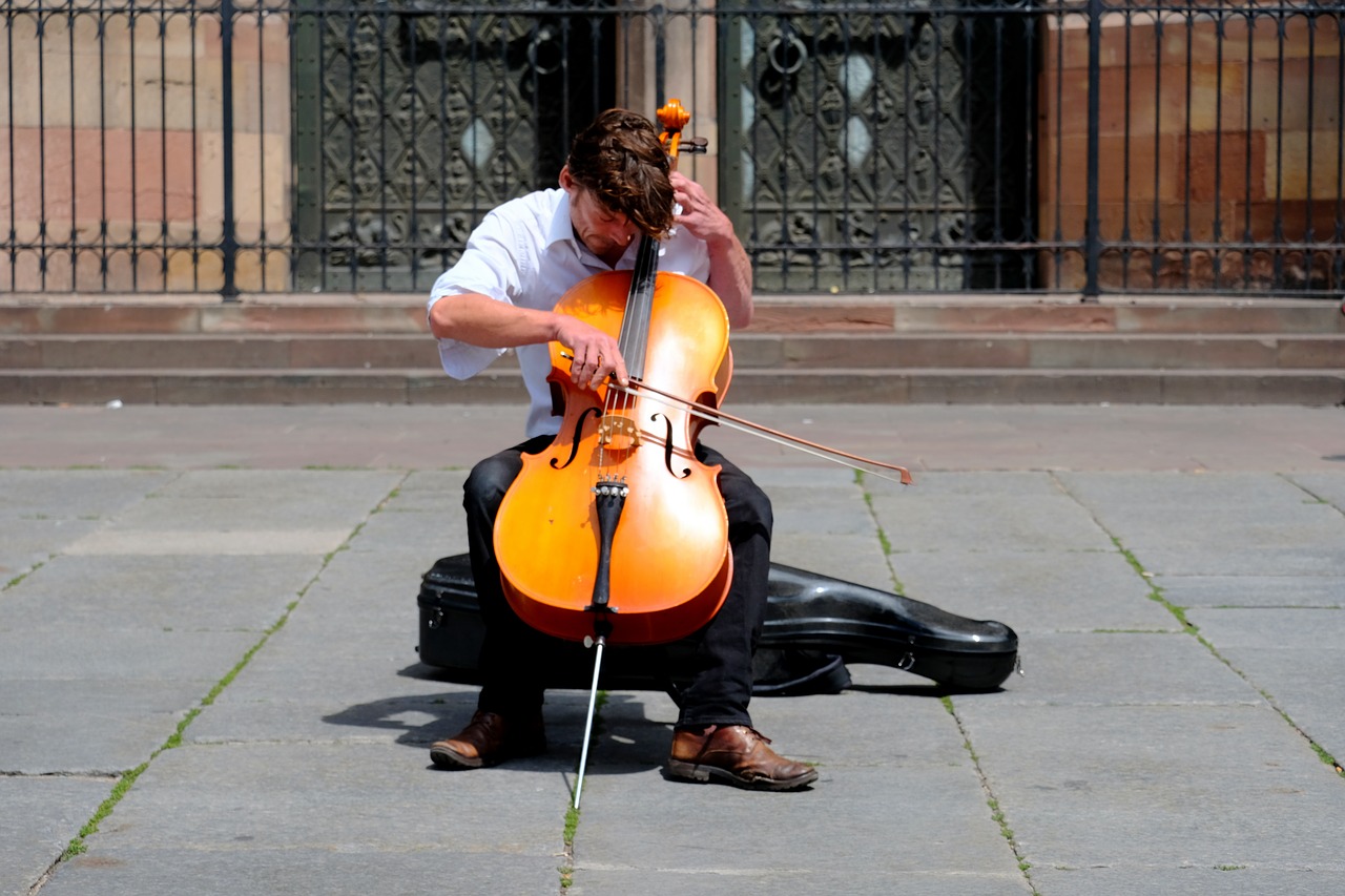 Muzikantas, Chello, Arka, Smuikas Lankas, Strasbourg, Katedra, Tonkunst, Gatvės Muzikantai, Muzikos Kūrinys, Chelitas