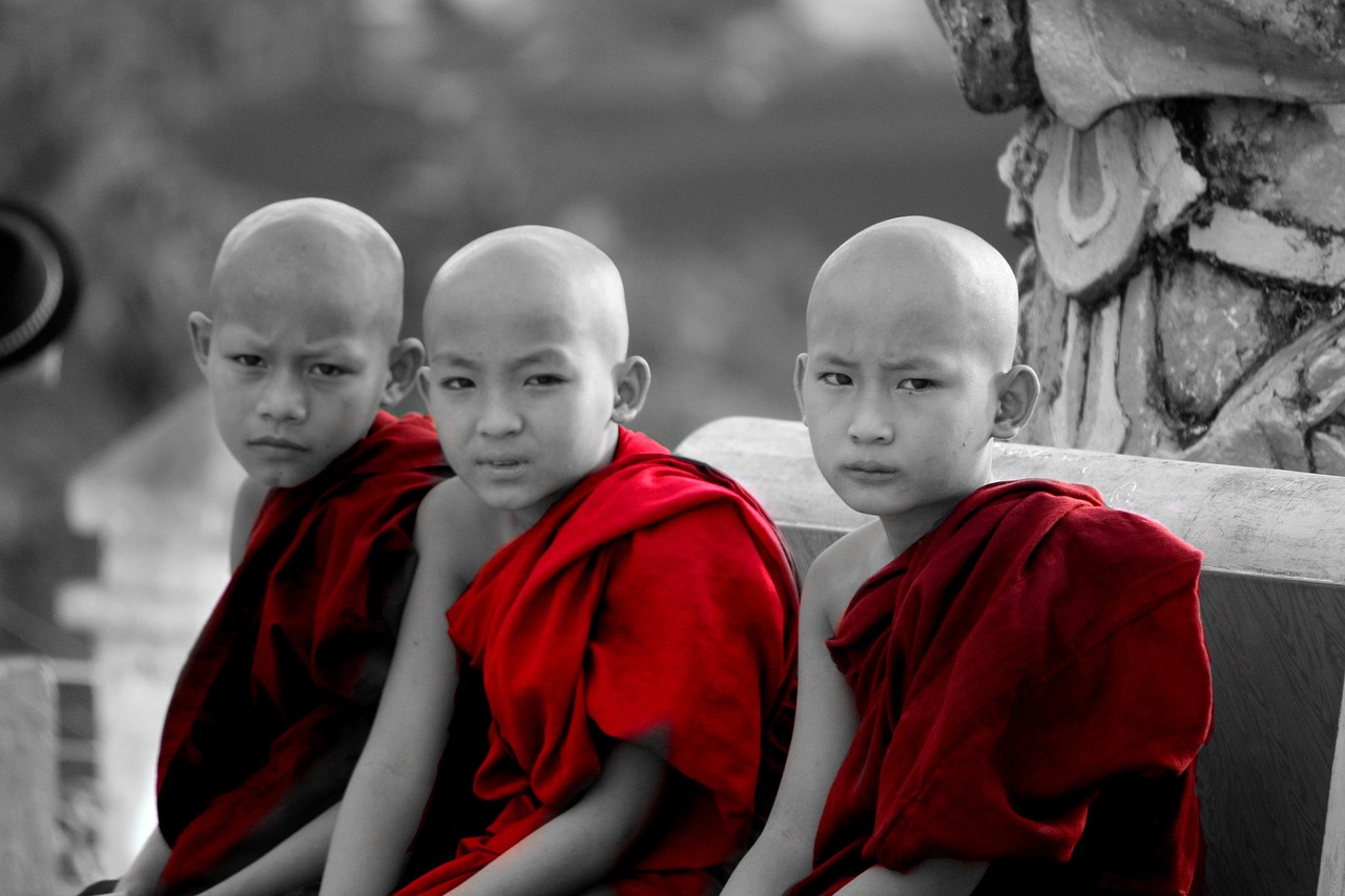 Mianmaras, Vienuoliai, Vaikai, Burma, Budistinis, Dvasingumas, Vaikų Vienuoliai, Nemokamos Nuotraukos,  Nemokama Licenzija