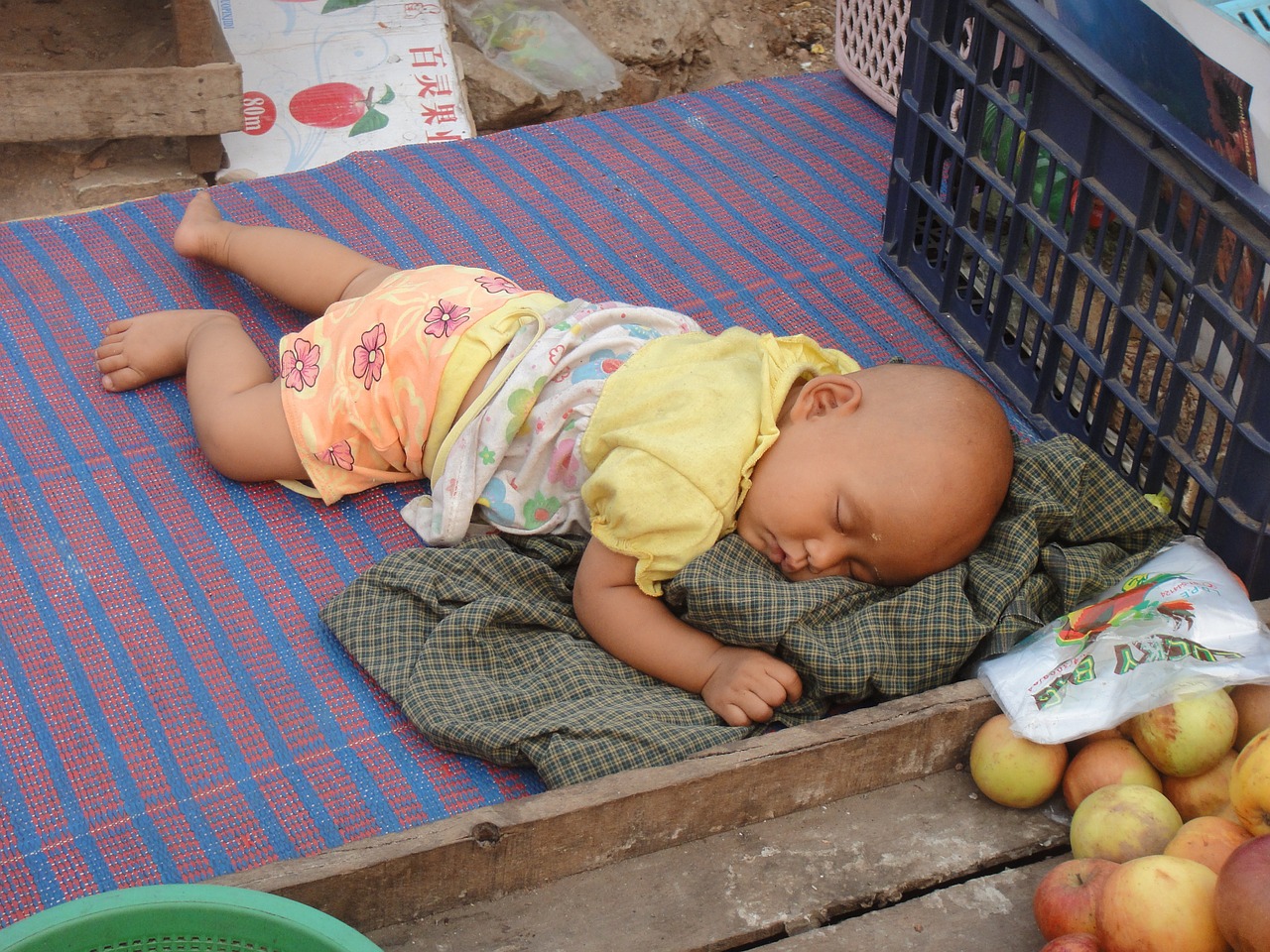 Mianmaras, Miegoti, Kūdikis, Mieguistas, Vaikas, Tylus, Pavargęs, Lova, Mažas, Burma